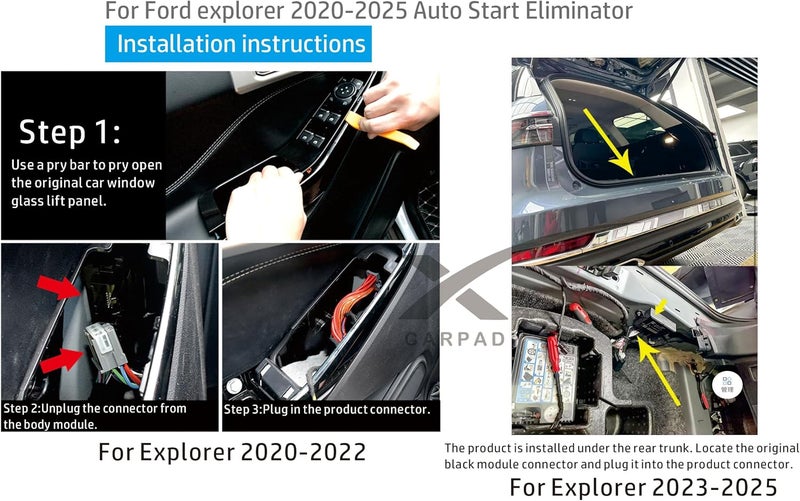 xcarpad Auto Start Stop Eliminator Compatible with Ford Explorer 2020-2022 Automatic Stop Start Engine System Delete/Disable/Canceller Cancel Device Cable (Explorer 2020-2022) - Image 5